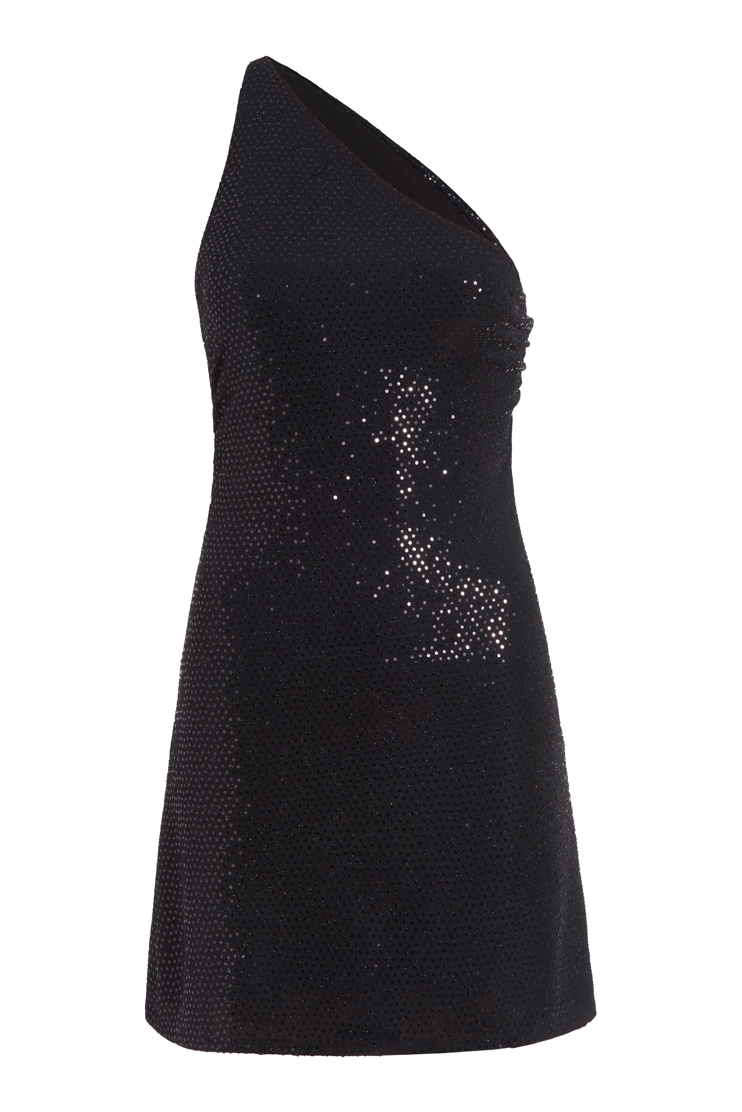 Caddy Black Confetti Dot One Shoulder Mini Dress