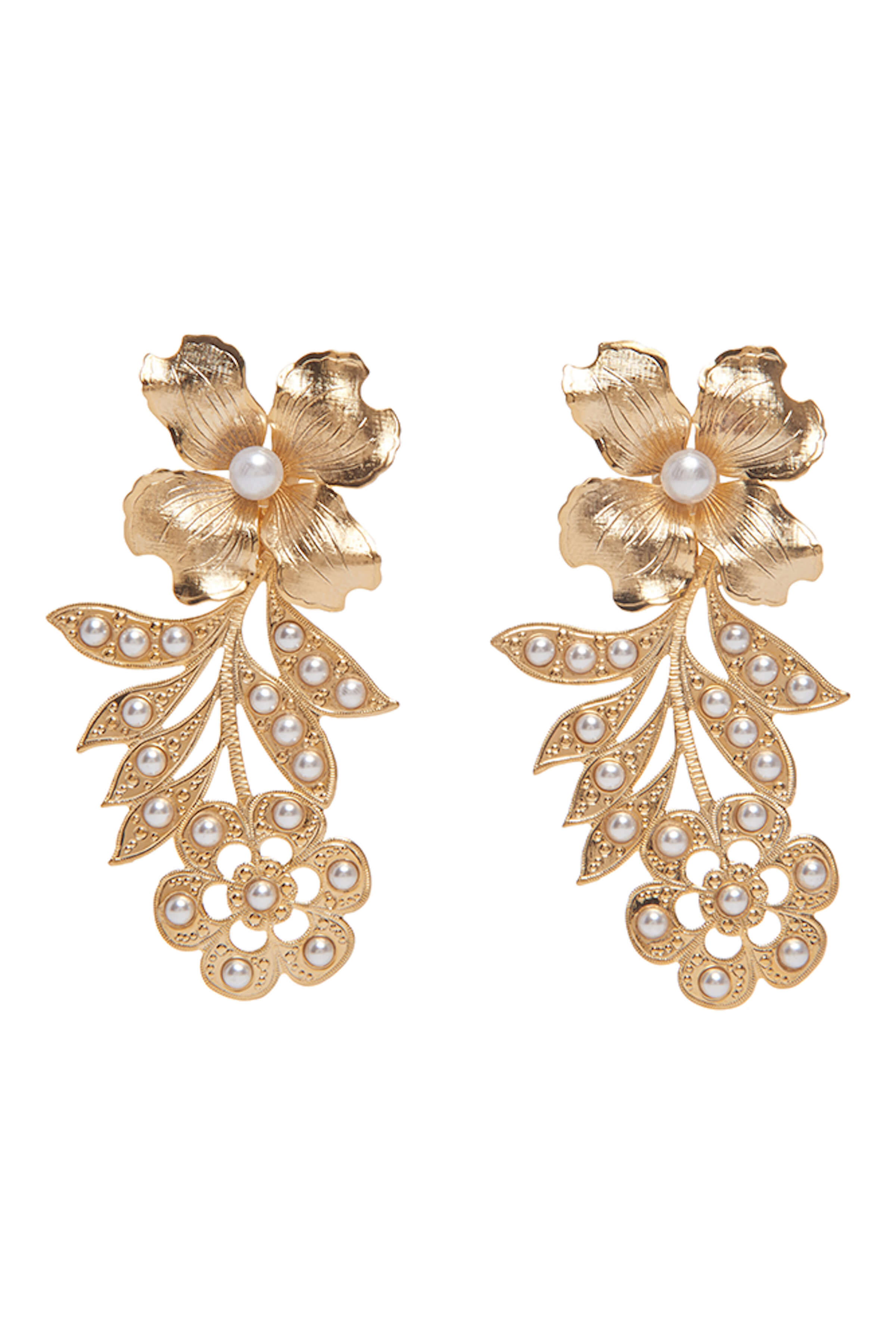 FINAL SALE: Thea Gold Floral Pearl Detail Earrings