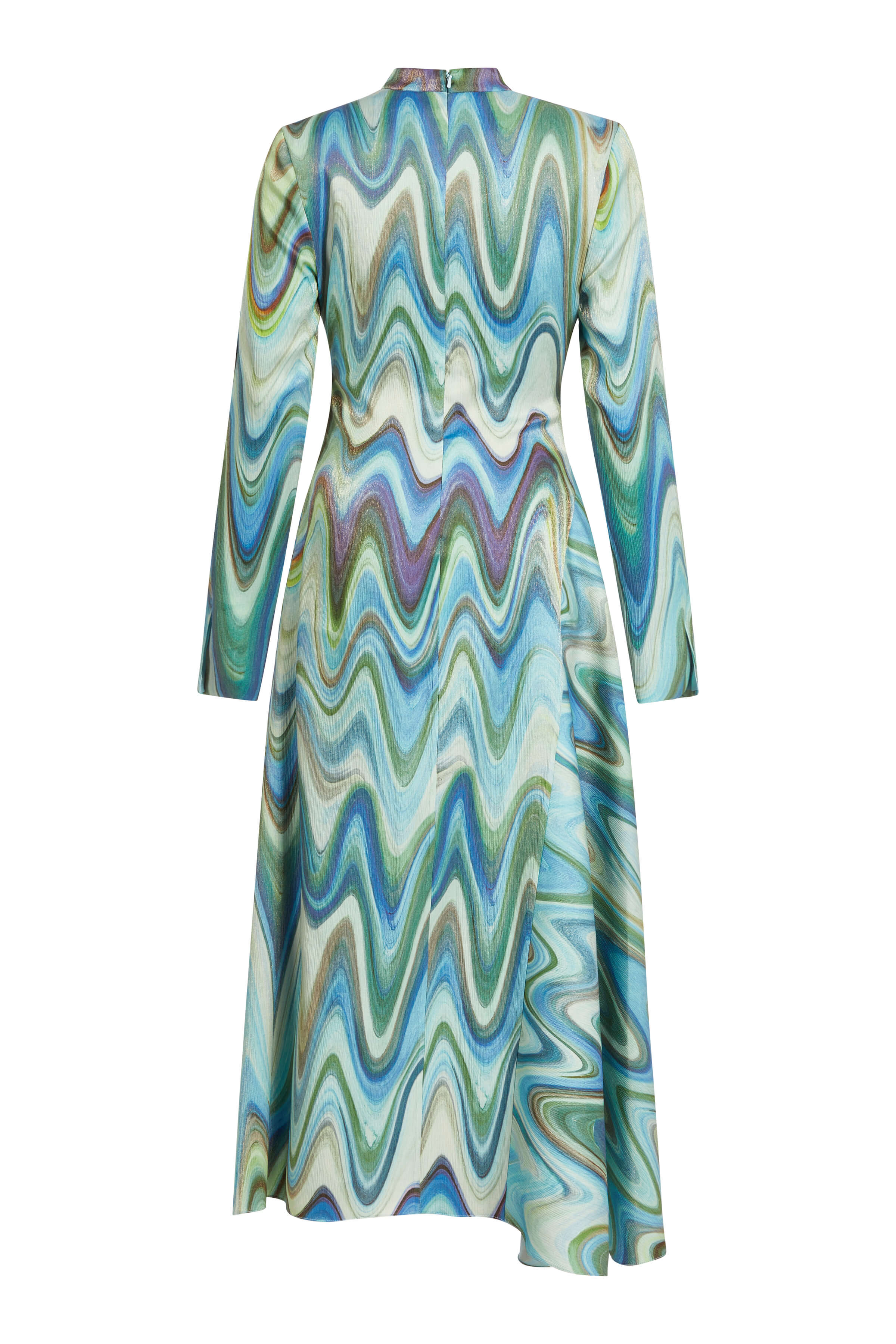 Janis Teal Metallic Wave Midi Dress