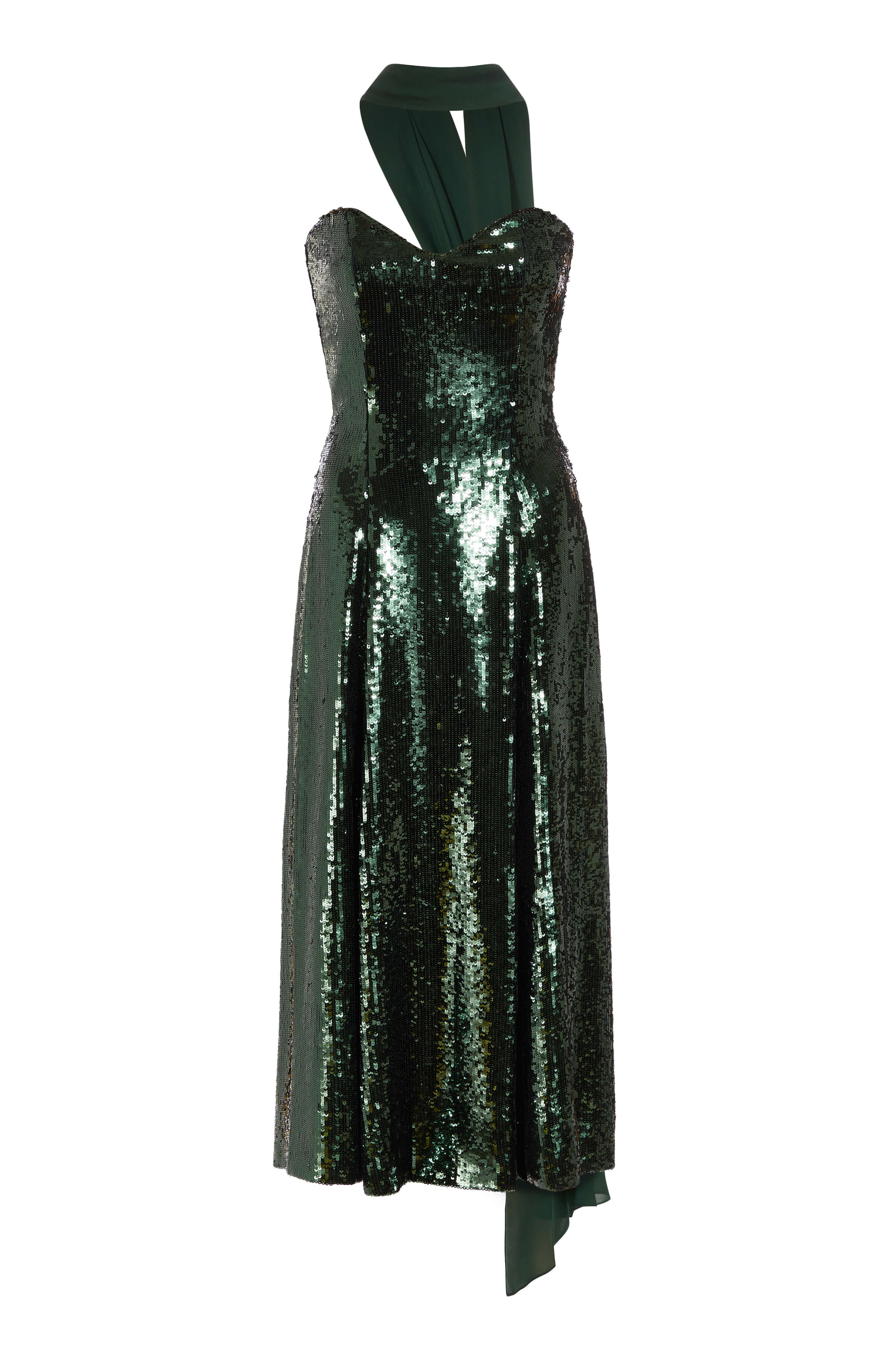 Veronica Emerald Paillette Strapless Midi Dress