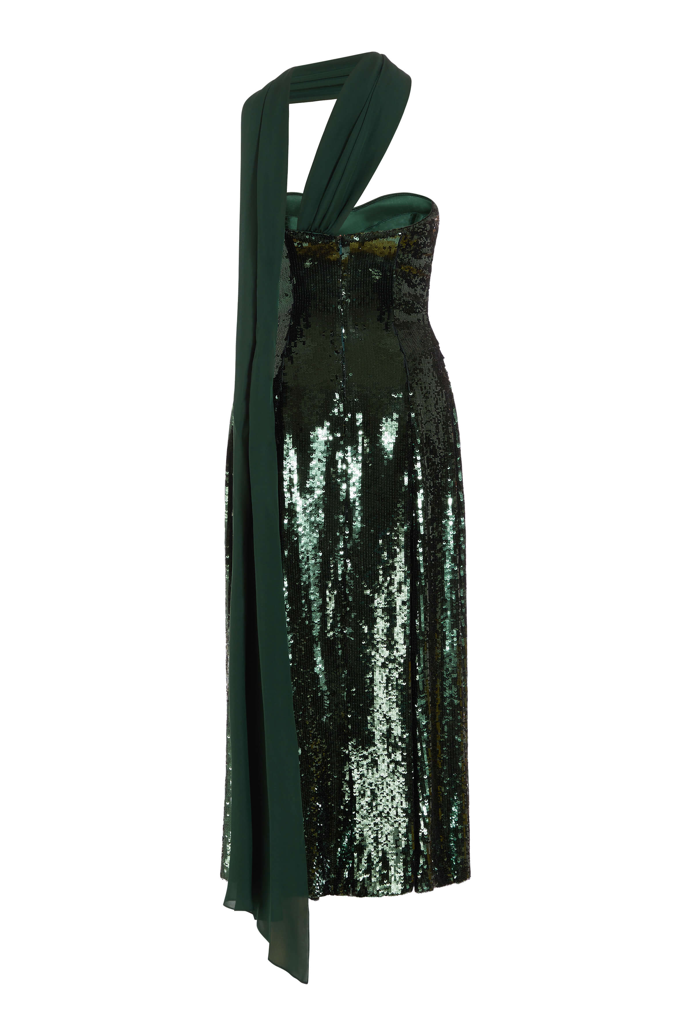 Veronica Emerald Paillette Strapless Midi Dress