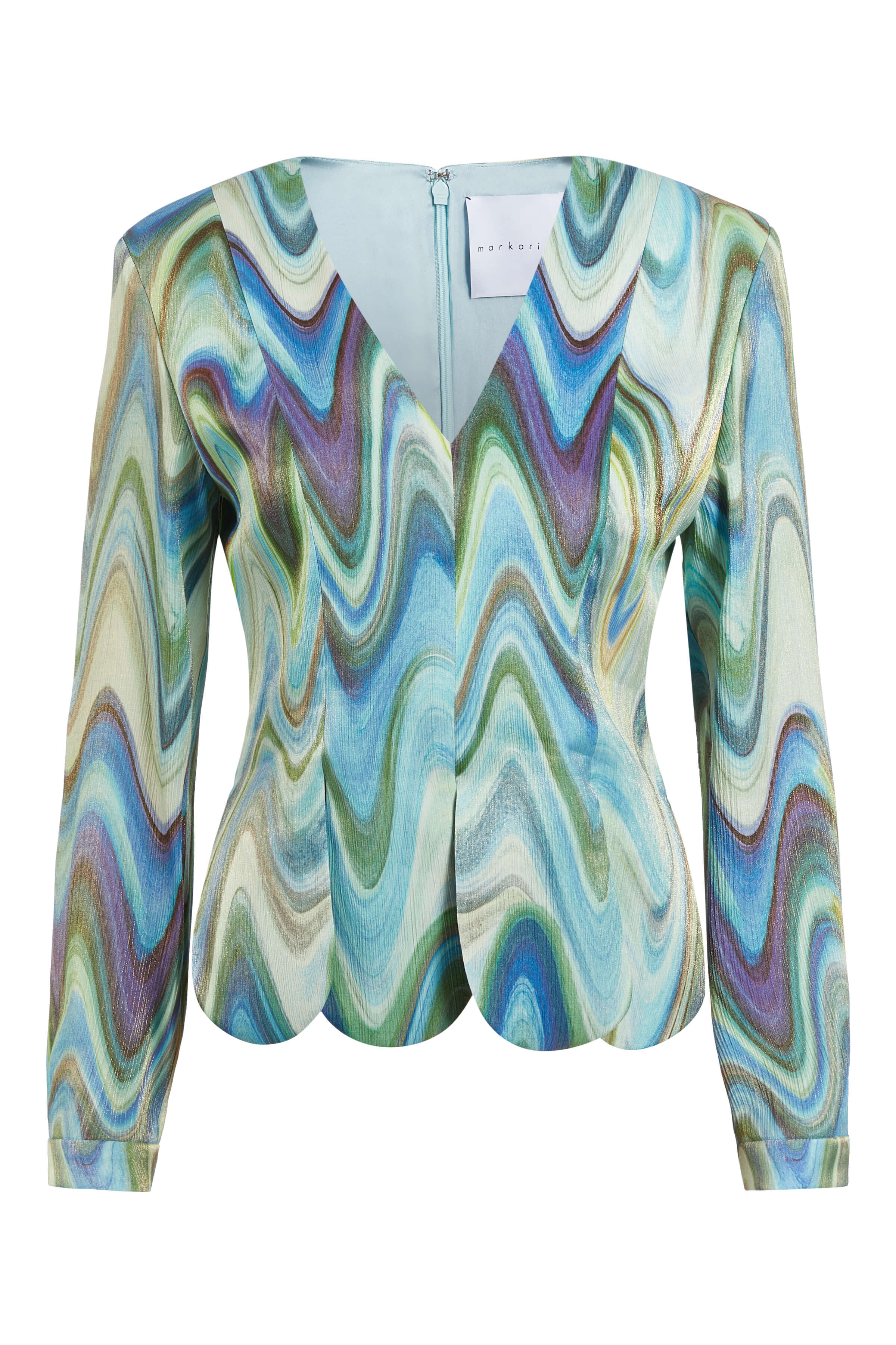 Misty Teal Metallic Wave Top