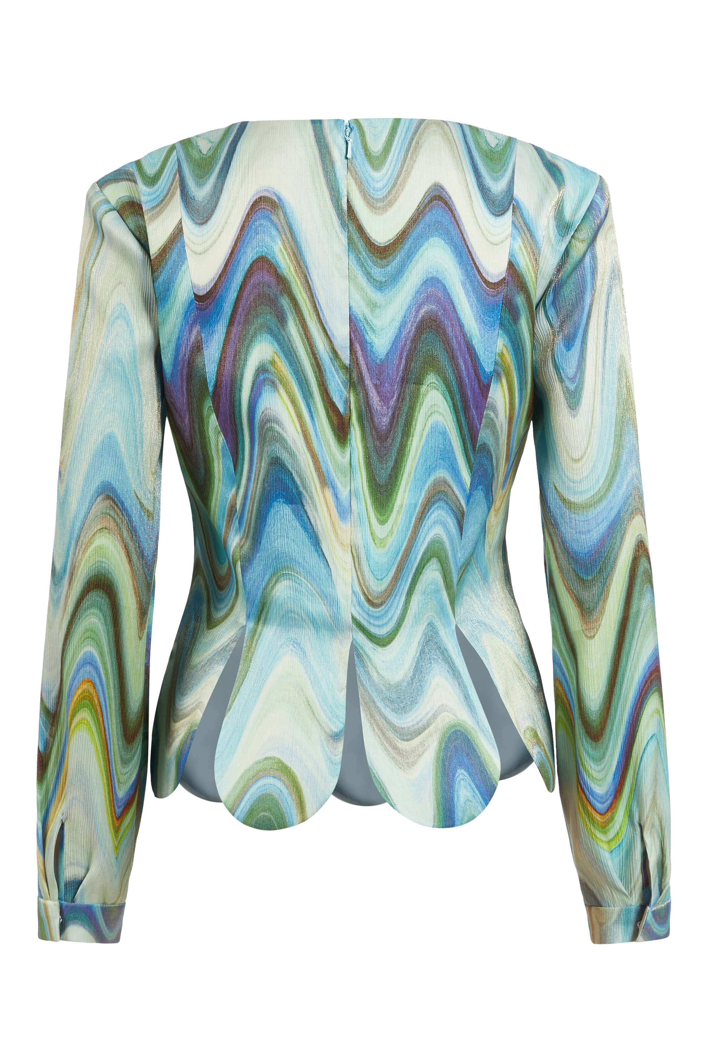 Misty Teal Metallic Wave Top