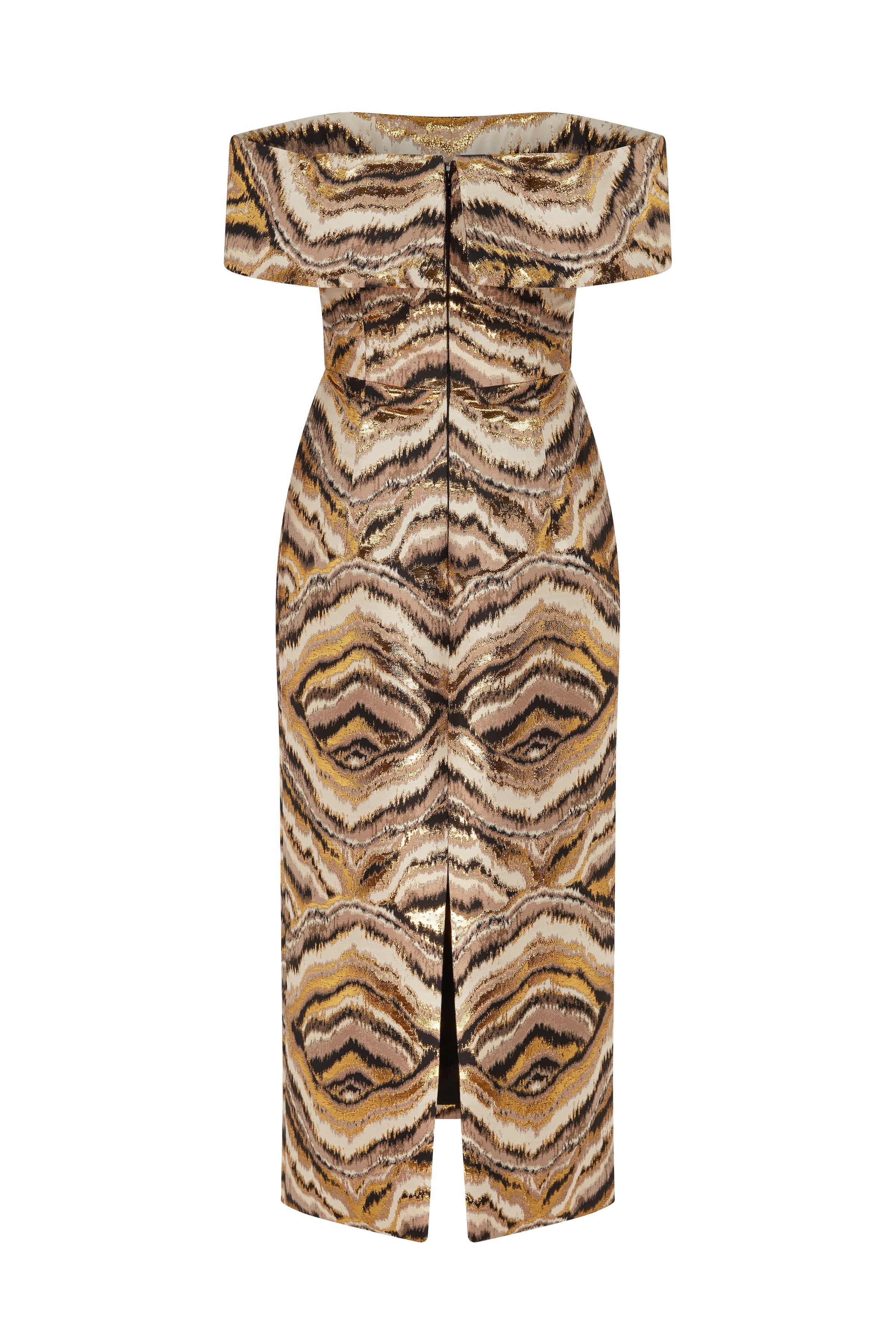 Gloria Metallic Jacquard Off-The-Shoulder Dress