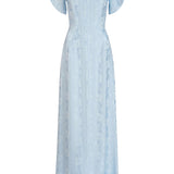 Dahlia Blue Floral Jacquard Gown