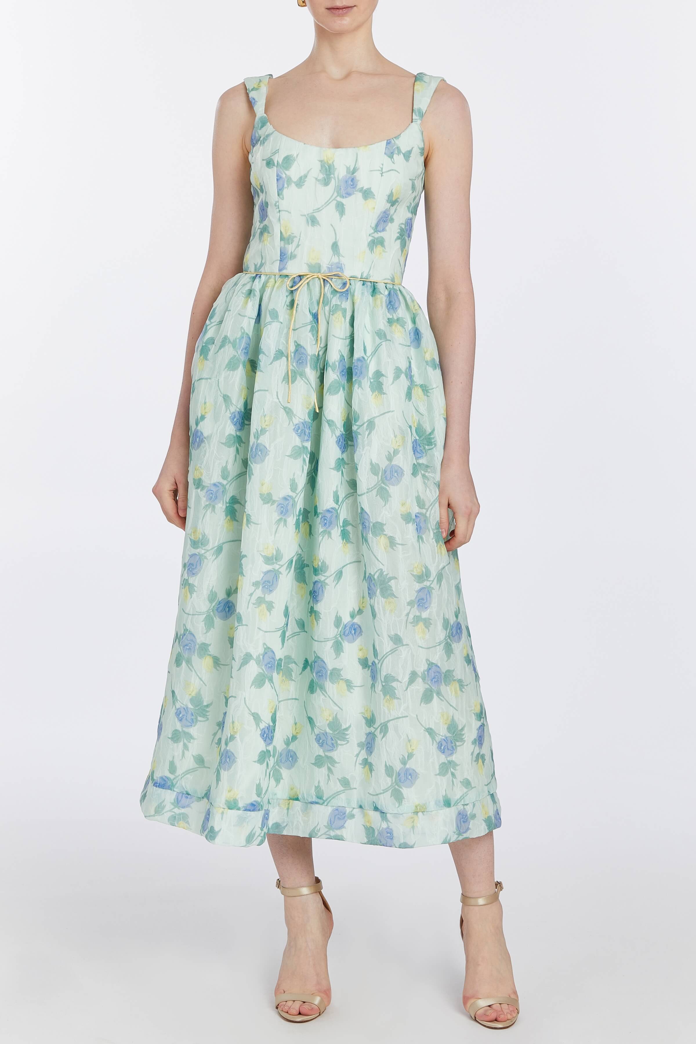 Apple Floral Organza Midi Dress