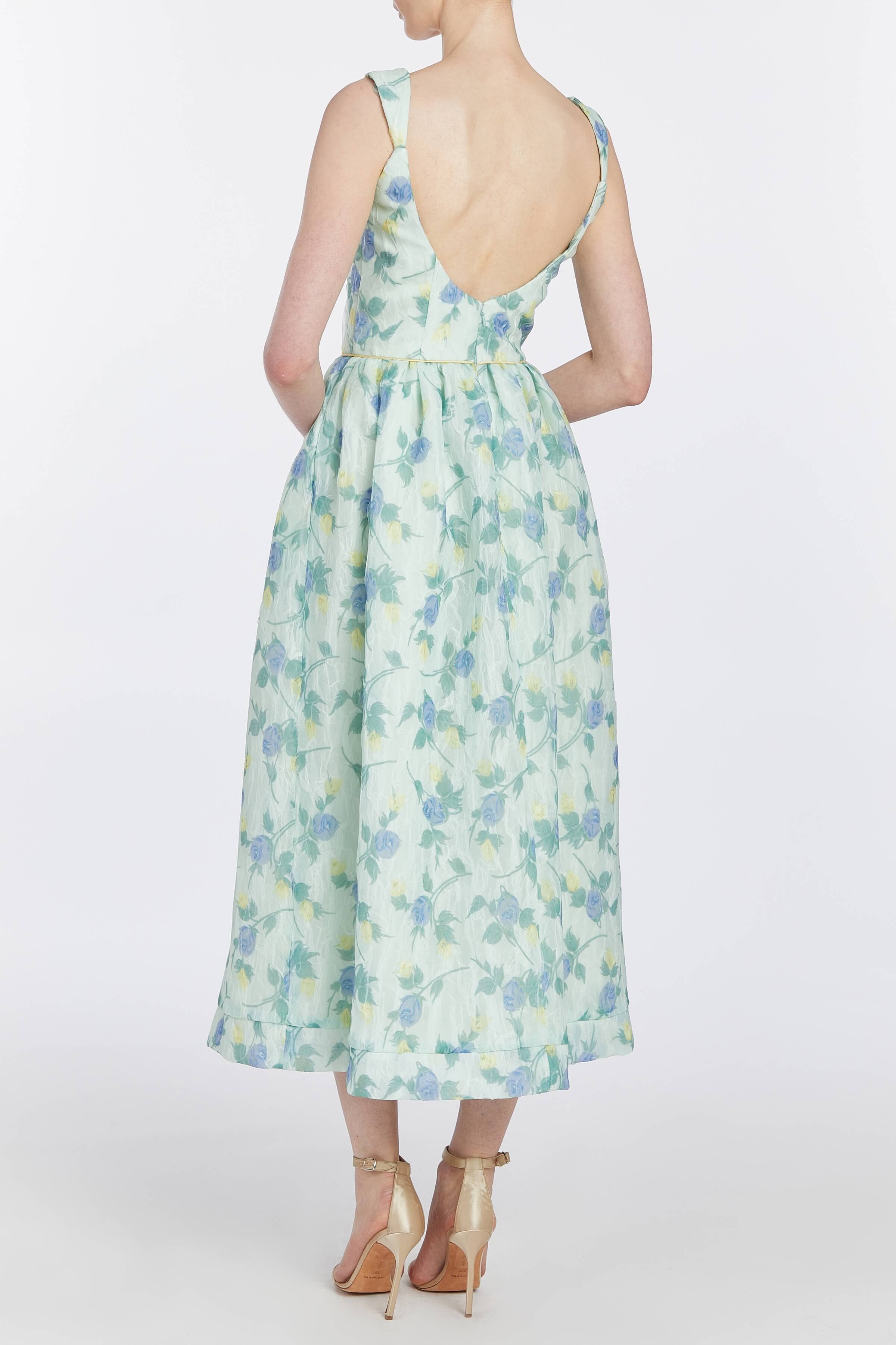 Apple Floral Organza Midi Dress