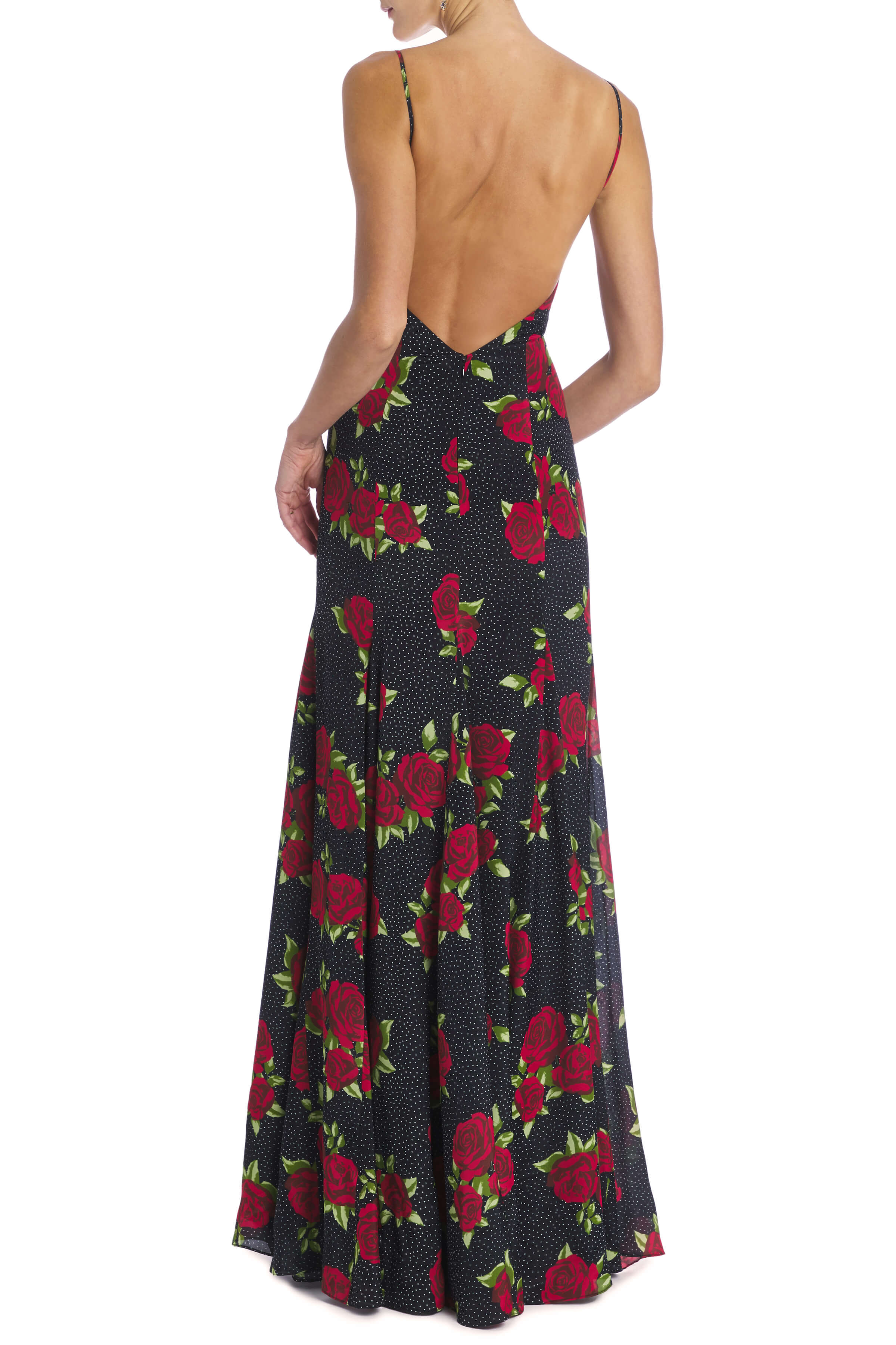 FINAL SALE: Marilyn Rose Dot Print Backless Gown
