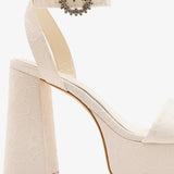 Dolly Platform Sandal White Lace