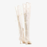 Ines Lace-up Boot White Lace
