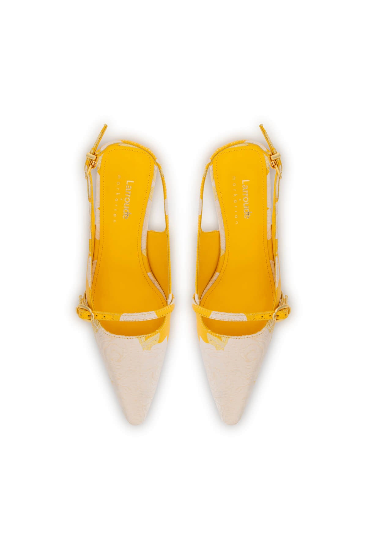 Larroudé x Markarian Ines Pump In Yellow Floral Brocade
