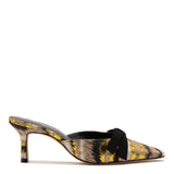 Larroudé x Markarian Mule In Floral Embroidery Gold Fabric