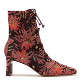 Larroudé x Markarian Alexis Boot In Floral Embroidery Burgundy Fabric