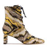 Larroudé x Markarian Alexis Boot In Floral Embroidery Gold Fabric