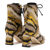 Larroudé x Markarian Alexis Boot In Floral Embroidery Gold Fabric