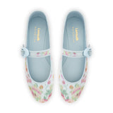 Larroudé x Markarian Verona Ballet Flat In Blue Floral Ikat