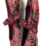Larroudé by Markarian: Verona Ballet Flat Burgundy Floral Brocade