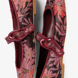 Larroudé by Markarian: Verona Ballet Flat Burgundy Floral Brocade