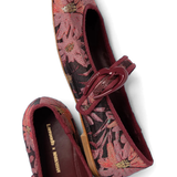 Larroudé by Markarian: Verona Ballet Flat Burgundy Floral Brocade