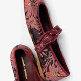 Larroudé by Markarian: Verona Ballet Flat Burgundy Floral Brocade