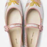 Larroudé by Markarian: Verona Ballet Flat Mist Floral Brocade