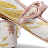 Larroudé by Markarian: Verona Ballet Flat Mist Floral Brocade