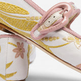 Larroudé by Markarian: Verona Ballet Flat Mist Floral Brocade