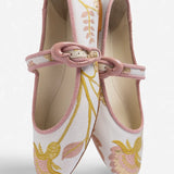 Larroudé by Markarian: Verona Ballet Flat Mist Floral Brocade