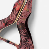 Larroudé by Markarian: Pump Burgundy Floral Brocade