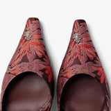 Larroudé by Markarian: Pump Burgundy Floral Brocade