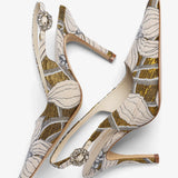 Larroudé by Markarian: Carine Pump Gold Floral Jacquard