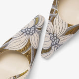 Larroudé by Markarian: Carine Pump Gold Floral Jacquard