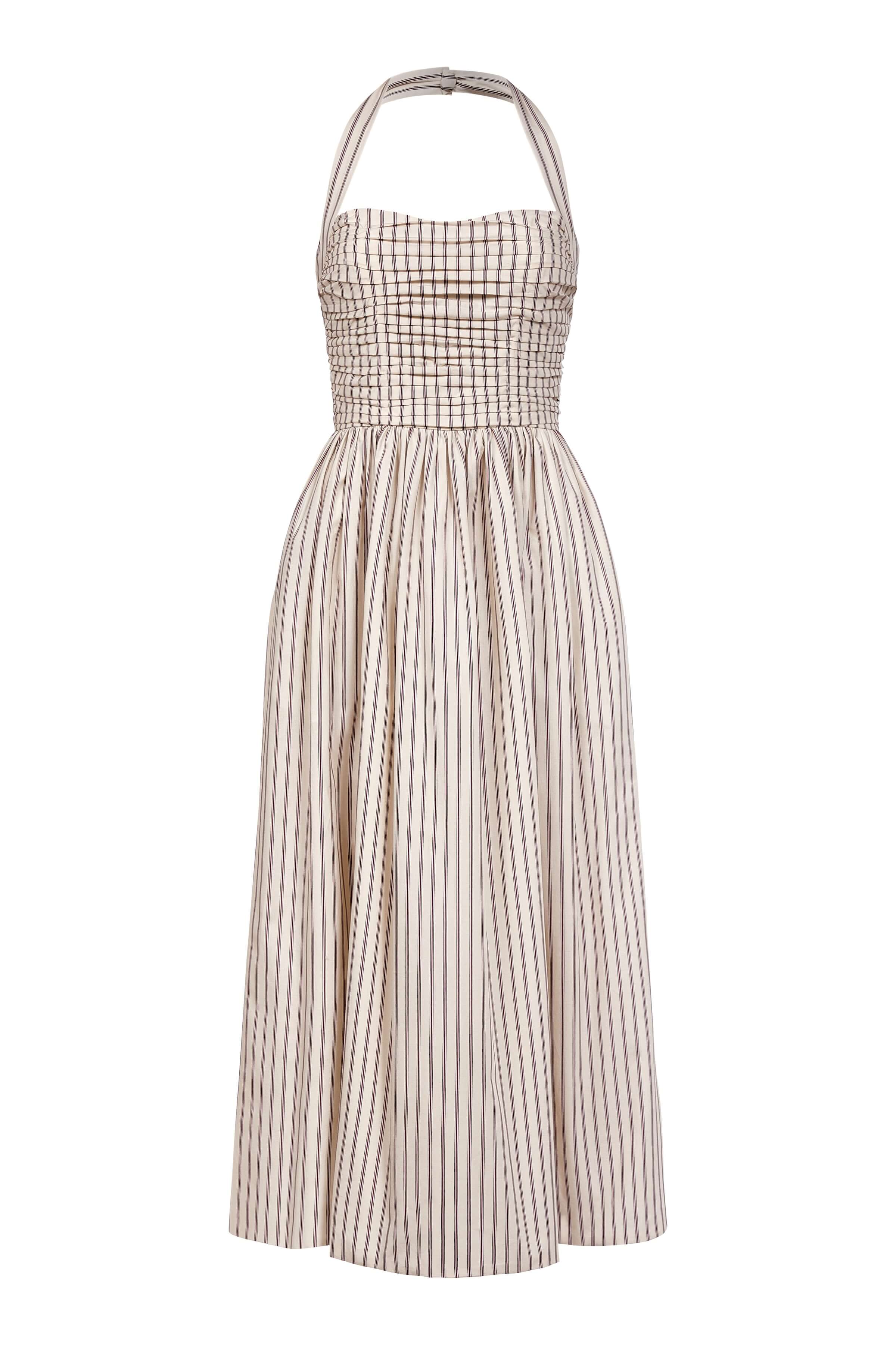 Leia Striped Halter Midi Dress
