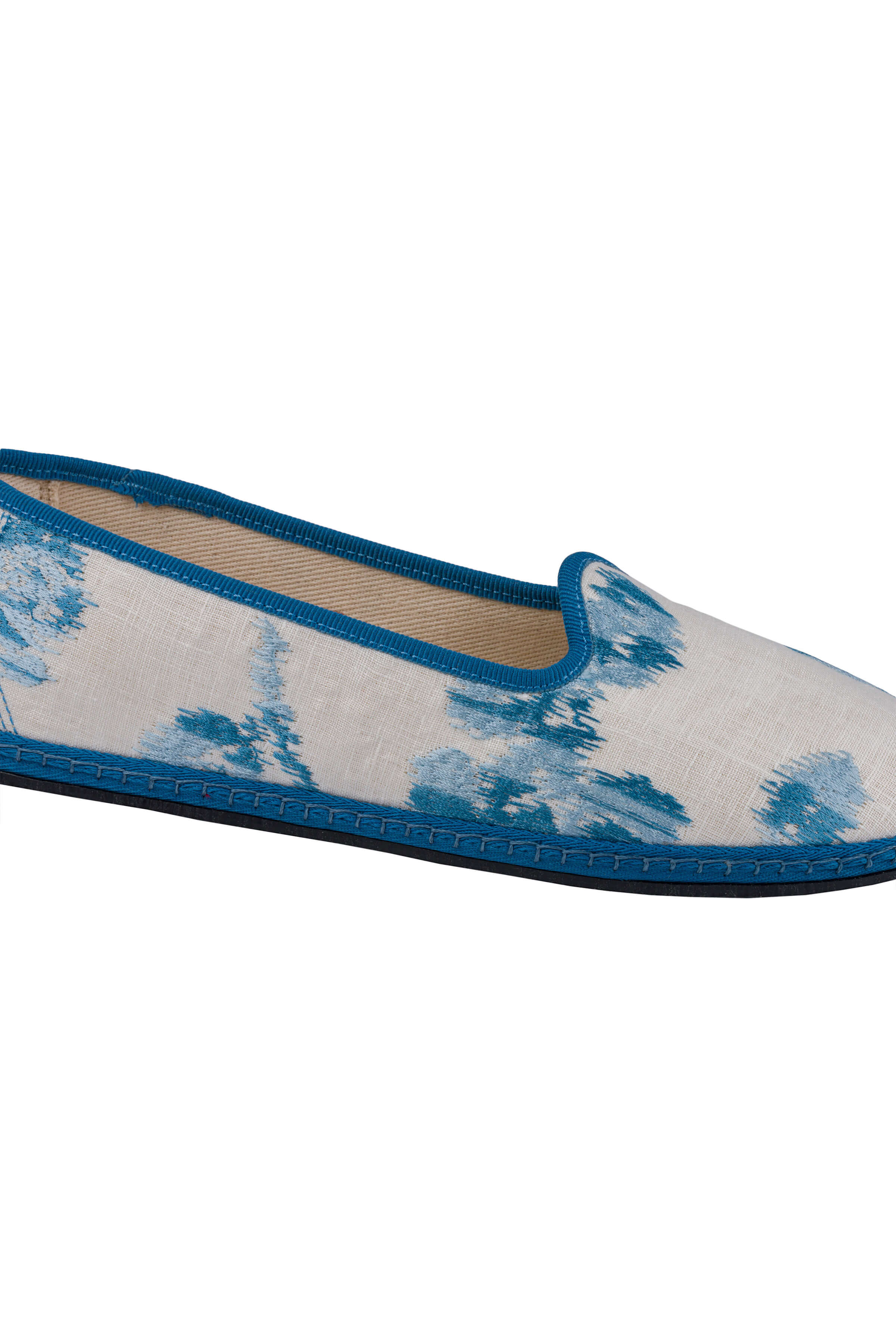 Ali White Floral Linen Venetian Slipper