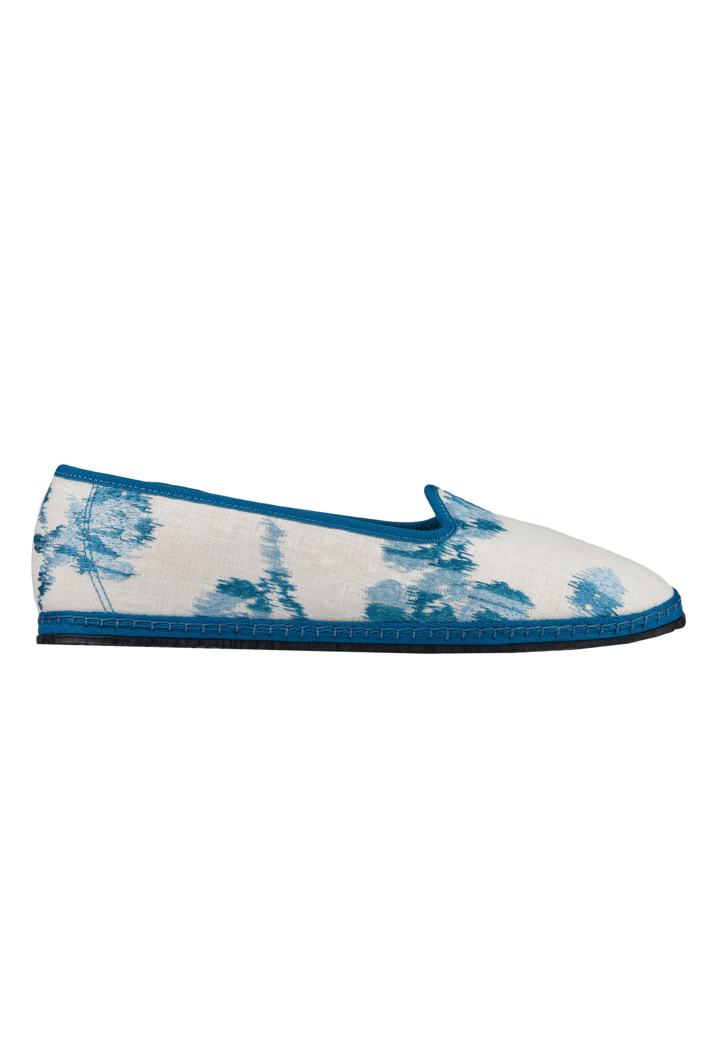 Ali White Floral Linen Venetian Slipper