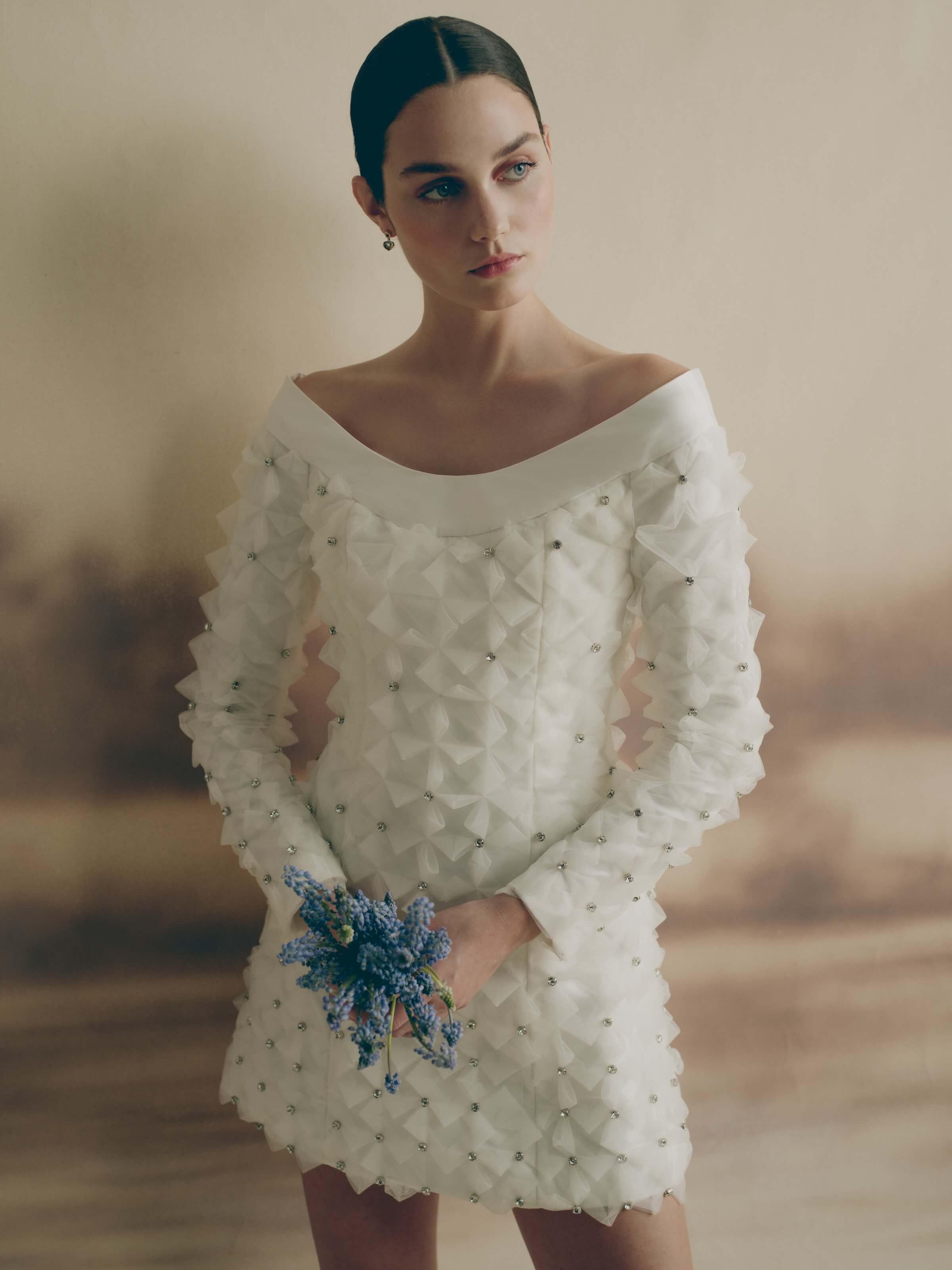 Celestine Crystal Tulle Mini Dress