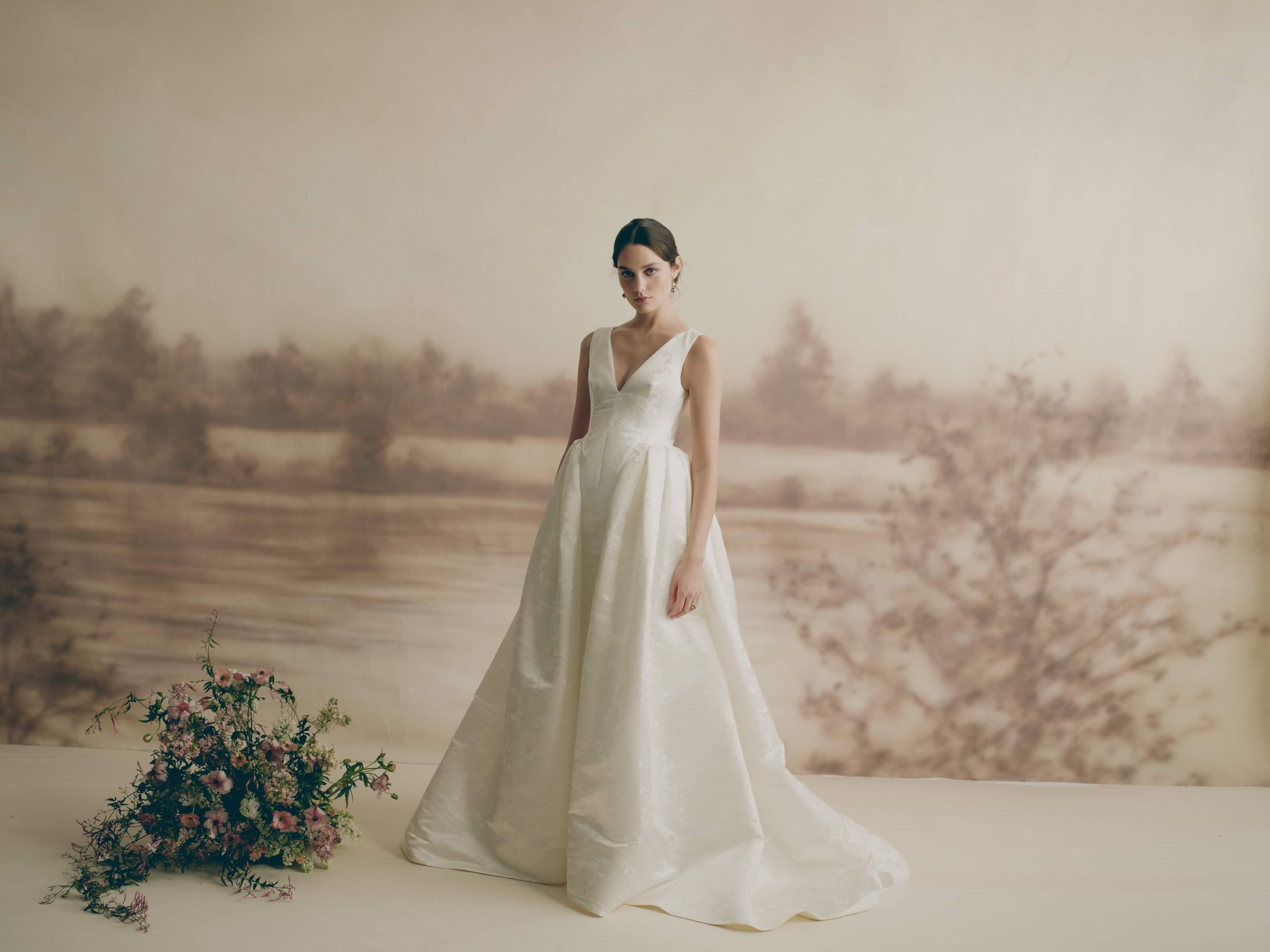 Angelonia Floral Jacquard Gown