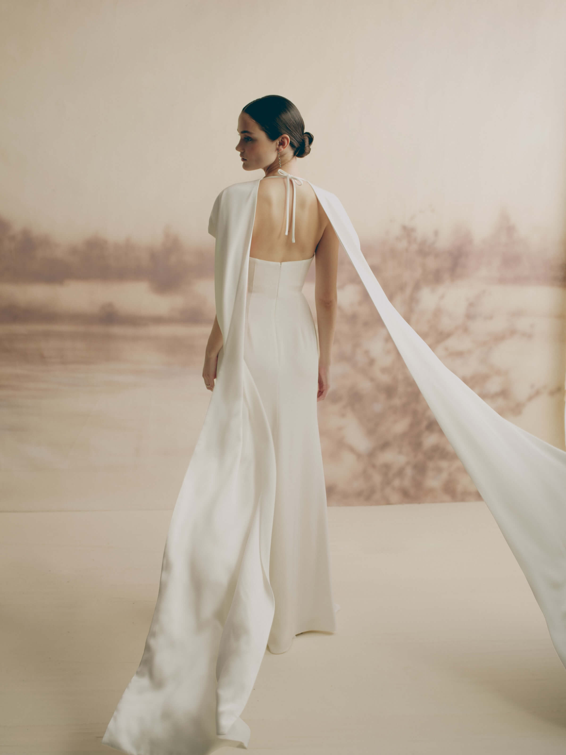 Tuberose Shoulder Cape Gown