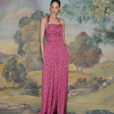Anastasia Floral Ruched Halter Gown