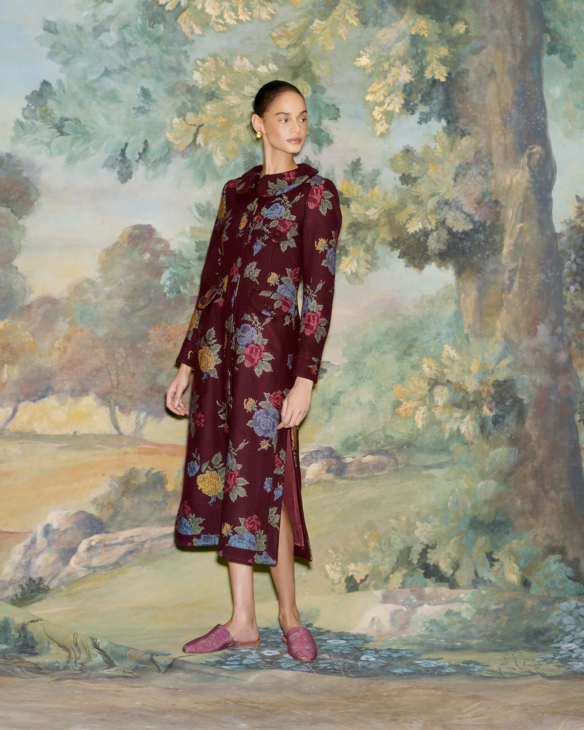 Alice Cross Stitch Floral Coat