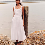 Maeve Cotton Eyelet Square Neck Midi Dress