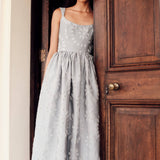 Apple Floral Organza Burnout Corset Midi Dress