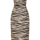 Amina Zebra-Striped Midi Dress