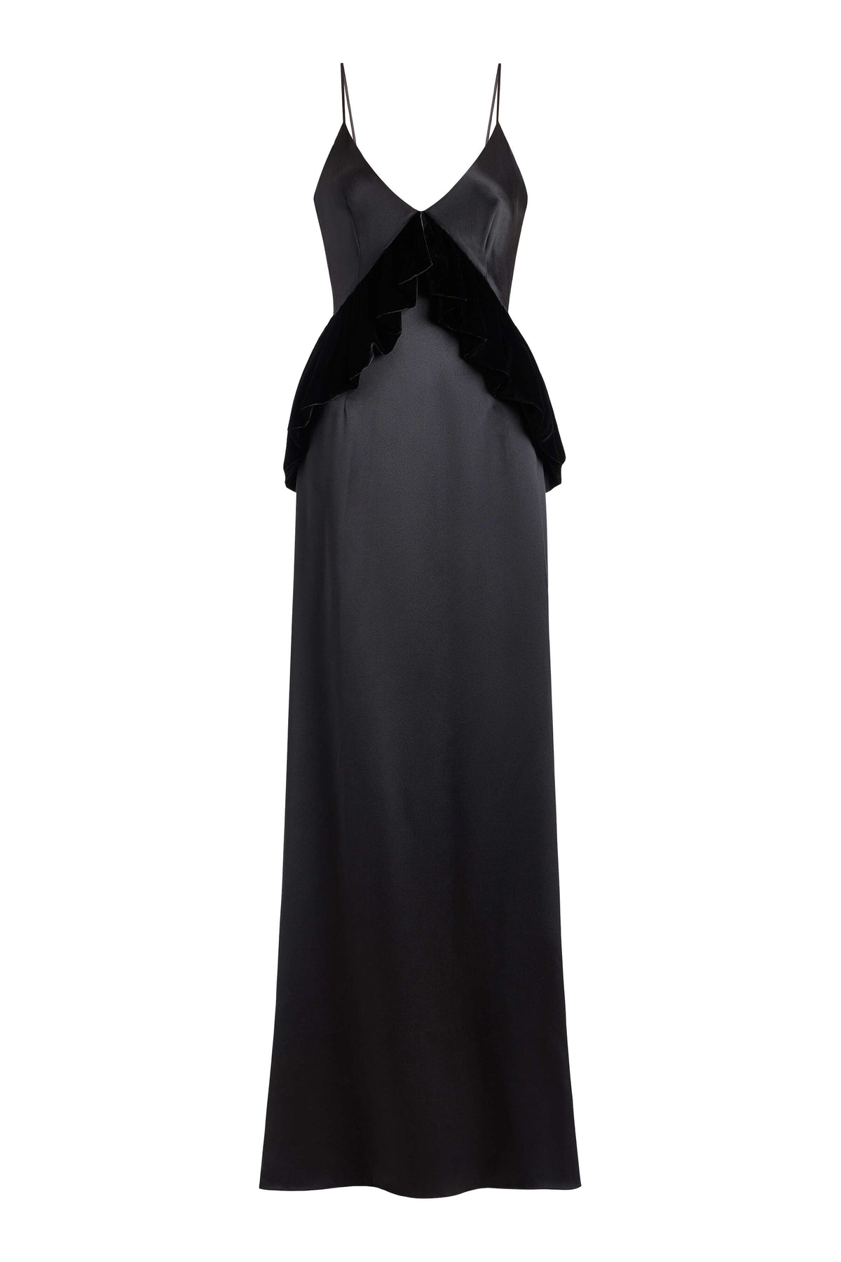 Neroli Black Satin and Velvet Gown