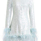 Althea Sequin and Feather Mini Dress