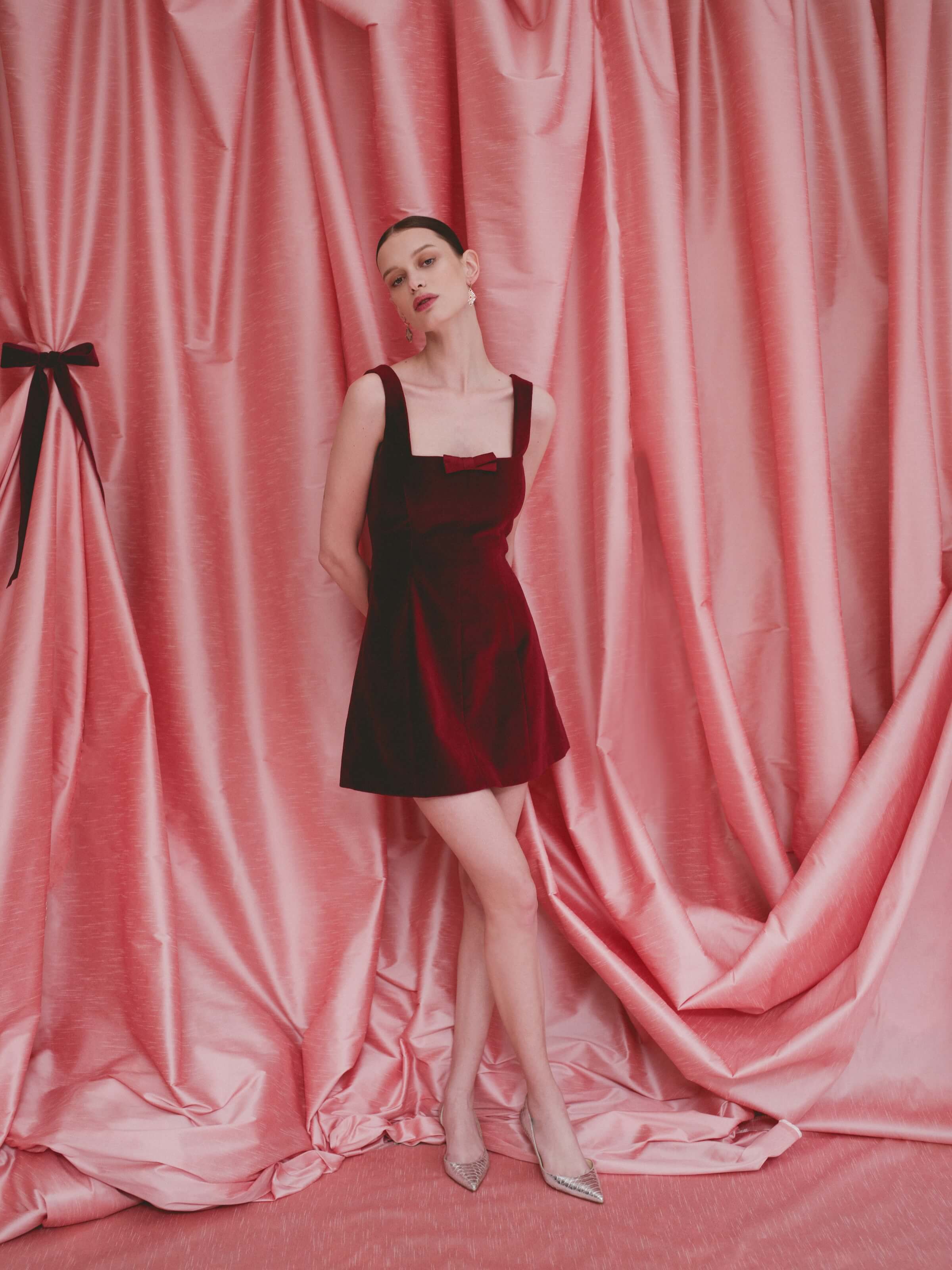 Jeanine Burgundy Velvet Mini Dress