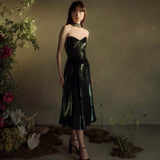 Veronica Emerald Paillette Strapless Midi Dress