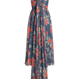 Erica Red Bloom Chiffon Midi Dress