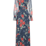 Adelaide Red Bloom Chiffon Gown