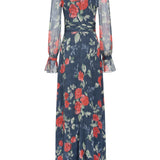 Adelaide Red Bloom Chiffon Gown